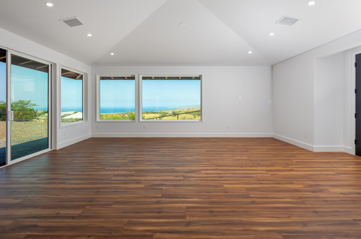 Great room with vaulted ceiling