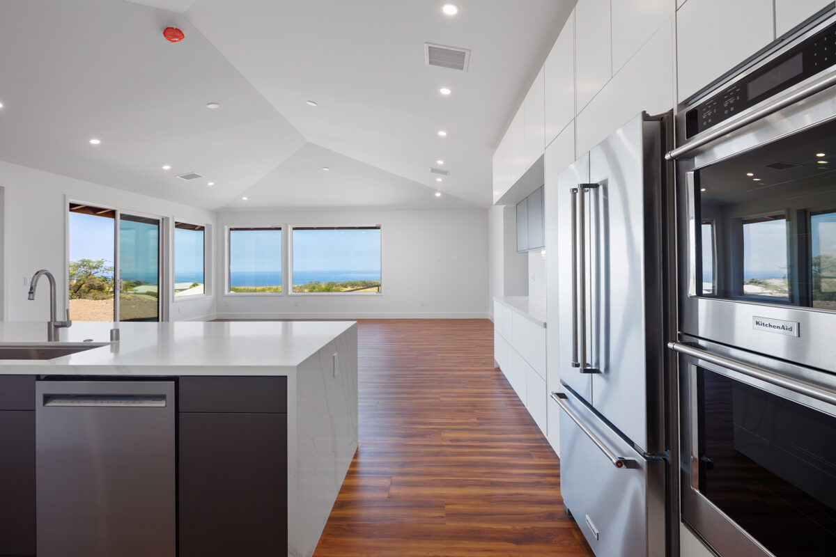 Kitchen with ocean view